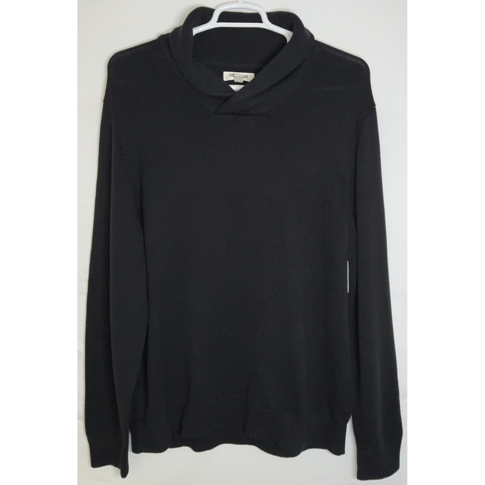 NWT Men's Goodthreads Soft 100% Cotton Shawl Sweater - Black - XXL 2XL
